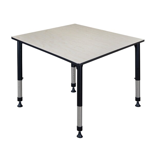 Kee Square Tables > Height Adjustable > Square Classroom Tables, 48 X 48 X 23-34, Wood|Metal Top, Maple TB4848PLAPBK